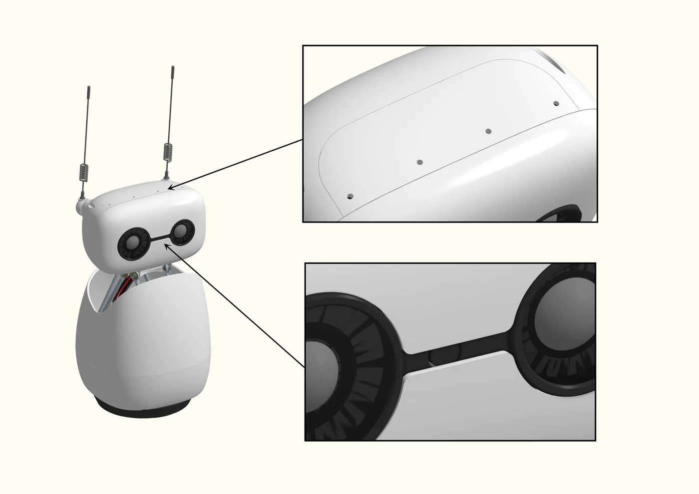 Official diagram identifying Reachy Mini's camera and microphone locations.